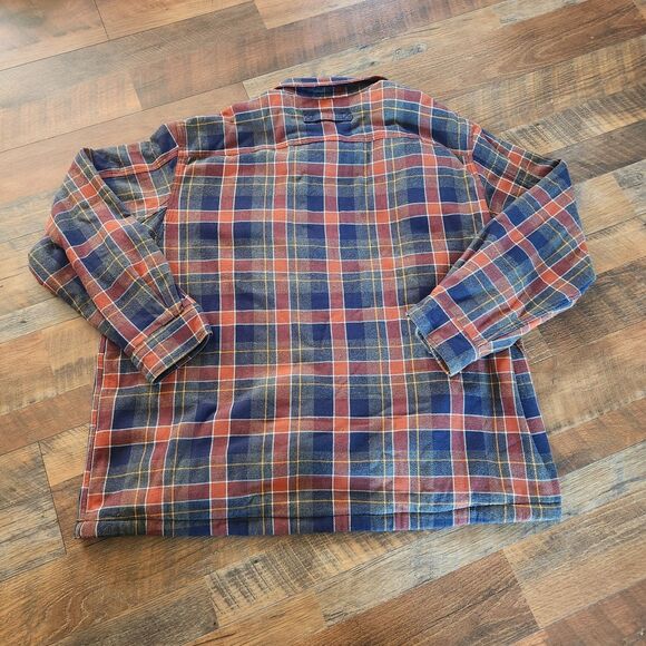 Duluth Trading Co. Mens Fleece Lined Button Up Coat Jacket 3XL Blue Red Plaid - Picture 7 of 7